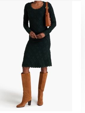 NWT Rare Burberry Forest Green Stretch Long Sleeve Sweater Dress $5478